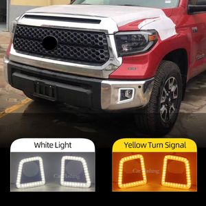 Bil LED -dagsljus för Toyota Tundra 2014 - 2021 Yellow Turn Signal Relay Waterproof Drl Day Light Fog Lamp Cover