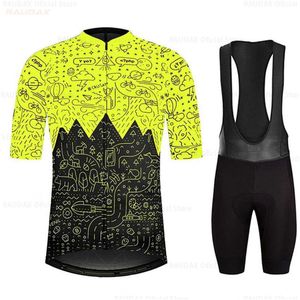 Set da corsa Estate Uomo Ropa Ciclismo Jersey Pantaloncini con bretelle Set Calzamaglia traspirante da mountain bike Triathlon Abbigliamento da ciclismo Uniforme