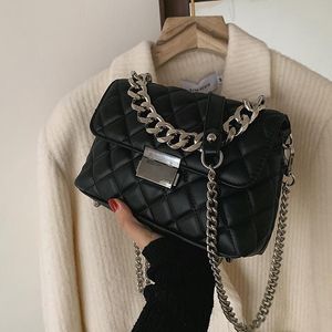 격자 광장 토트 백 2021 패션 새로운 고품질 PU 가죽 여성 디자이너 핸드백 체인 어깨 메신저 가방 지갑