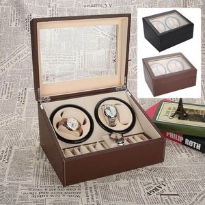 Multiple Rotation Display Boxes Electric Watch Winder For 4 Automatic Watches 6 Grids Storage Case Quiet Motor341m