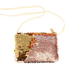 Designer-söta paljetter baby barn mynt handväska mini väska mode ljus färg hängande nacke pochette