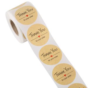 Tack för din beställningslim klistermärken Candy Bag Box Packaging Wedding Envelope Baking Label 500 st Roll 1.5 tum
