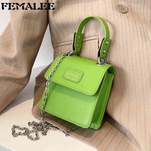 Shopping Bags Summer Small PU Leather Crossbody Shoulder For Women Lady Trendy Messenger Chain Square Handbags Luxury Design Mini 220304