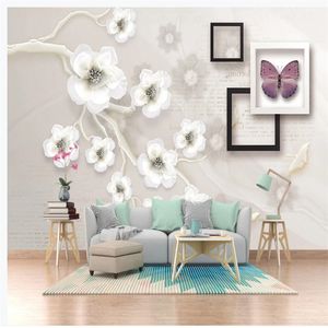 carta da parati di pittura classica 3D wall-dimensional gioielli fiore fiore sfondi floreale fioritura ricca TV sfondo muro