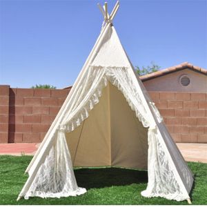 Design in pizzo Tenda per bambini casa giocattolo per bambini Tenda da gioco per bambini Tende in cotone Casa delle bambole per bambini casa teepee LJ200923