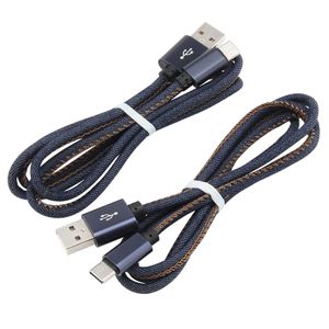 3 pés 1m de jeans micro USB Cabos de carregamento rápido Tipo C Fio de carregador para Samsung S9 Xiaomi Android Phones Data Sync Charge Cord