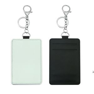 Sublimationskorthållare PU Läder Blank Kreditkort Väska Värmeöverföring Skriv ut DIY Hållare med Keychain RRA12364