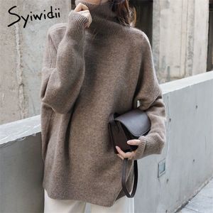 Syiwidii Woman Sweaters Turtleneck Fall 2020 Spring Pullovers Batwing Sleeve Cashmere Knitted Korean Top Black Khaki Winter New LJ201112