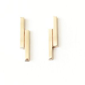 Fashion Double Bar Ear Studs Gold Silver Rose Three Color Optional Suitable for Men And Women