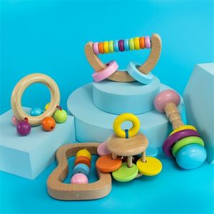 5pc / Set Montessori Leksaker Baby Rattle Crib IDs Educational Mobile för Girls Waldorf Stroller Spädbarn 220216