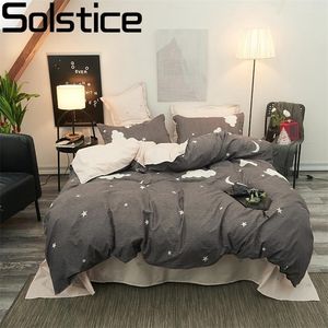 Solstice 회색 별이 빛나는 하늘 패션 부드러운 이불 침구 세트 킹 ​​전체 트윈 사이즈 침대 라이브 이불 커버 베갯잇 침대 시트 201209