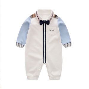 Yierying Bebek Casual Romper Erkek Beyefendi Stil Onesie Sonbahar Bebek Tulum 100% Pamuk LJ201023