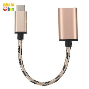 Metal Head Type C to USB Type A OTG Adapter Data Transfer Charger Knitting Cable For Nokia N1 100pcs/lot