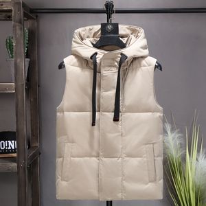 Nieuwe Winter Capuchon Vest Mannen Dikker Warm katoen gewatteerde Grote Zakken Mouwloze Jas Plus Size 4XL 5XL 6XL 201119