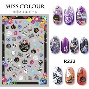 Nail Art Aufkleber Aufkleber Maniküre Werkzeuge Kürbis Schädel Design Halloween Wassertransfer DIY Nägel Dekorationen Aufkleber