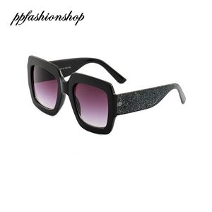 Tricolor Contrast Square Solglasögon Catwalk Glitter Frame Kvinnor Sun Glasses Star Style Square Oversized Eyewear PPFashionShop