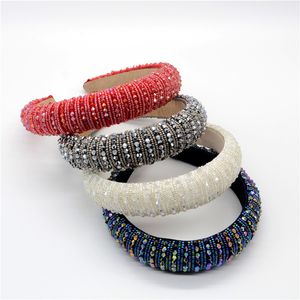 Full Crystal Hair Sticks Women Girl Luxury Shiny Padded Diamond Headband Fashion Accessories Beads Rhinestone HairBands