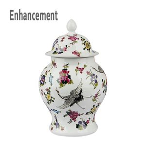 Antique Luminous Ceramic Ogólne Zbiornik Wazon Noktilukom Kwiaty Kapelusz Pokryte Ginger Słoiki Ornament Kreatywny Prezent LJ201209