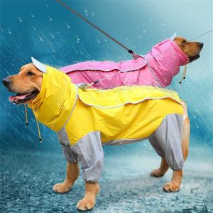 Large Dog Clothes Raincoat Waterproof Suits Cape Pet Overalls For Big s Hooded Jacket Poncho Jumpsuit 22-30 220104
