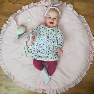 Newborn Baby Pladed Play Mats Мягкие хлопчатобумажные ползучие коврики Girls Girl Rugs круглый пол ковер для детей интерьер украшения комнаты LJ200911