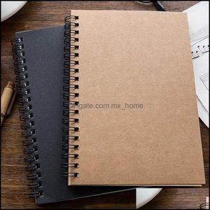 NOTAS NOTAS DE NOTAS DE ESCOLAS DE ESCOLAS Business Industrial Portable Kraft Papers Black Ding Sketch Notebook Spiral Journal Notebooks