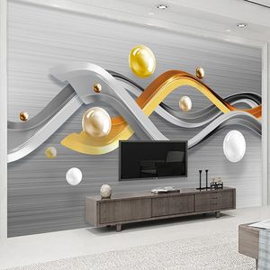 カスタム3D立体幾何学的な円ボールモダンな大きな壁画リビングルームソファーテレビの背景の壁アートの装飾絵画壁紙