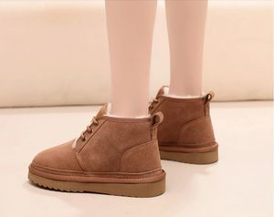 Fashion Kids Fur Boots Genuine Suede Leather Wool Integrated Snow Boots Winter Waterproof And Warm Plush Cotton Ankle Shoes