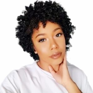 Short afro Curly Bob Wig With Bangs Brazilian curl Wave Wigs For Women No Lace front Human Hair Full Machine Wigs