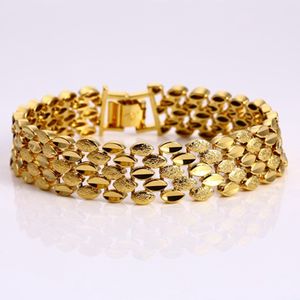 Charm Bracelet 18k Yellow Gold Filled Solid Womens or Mens Link Chain 7.48" 13mm Unisex jewelry