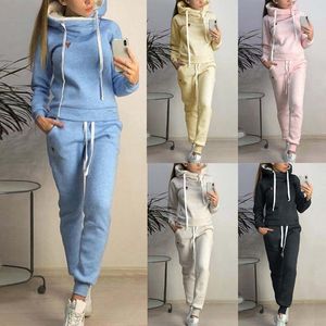 Tracksuit Feminino Hoodie Plus Velvet Calças Sweatershirt Outfits Quentes Executivos Conjunto Sudadarte Mujer 2 Peça Set Mulheres 201199