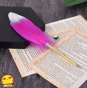 Wholesale best office gifts resale online - Best choice New fashion Feather pen Retro style quills wedding signature birthday party gift office school pen Ballpen