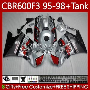 Corpo + Tanque para Honda CBR 600F3 600 F3 CC 600FS 97 98 95 96 Bodywork 64No.27 CBR600 FS CBR600F3 CBR600FS 1997 1998 1995 1996 CBR600-F3 600cc 95-98 Fairings Kit Preto Preto