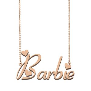 Barbie anpassad namn halsband personlig hänge för män pojkar födelsedagspresent bästa vänner smycken 18k guld pläterat rostfritt stål