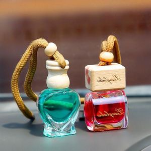 Glass Perfume Bottle Heart Cat Shape Empty Transparent Bottles Car Hanging Pendent Air Freshener Ornament Empty Cosmetic