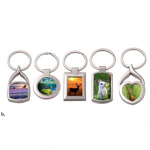 Personlig DIY Concave Frame Keychain Favor Sublimation Hjärtformad nyckelring med metallring DIY Blank CHARM Crafts RRD13275