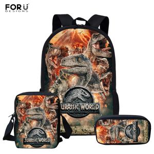 Forudesigns Dinozaur Print Torby szkolne dla chłopców Dzieci Primary Szkoły Plecak Student Book Torby Dla Dzieci SchoolBag Mochila LJ201225