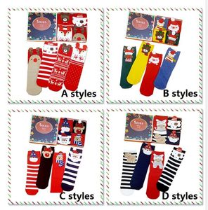 16 stylów Wysokiej jakości kreskówka Red Christma Socks Bawełny świąteczne pończochy pudełko prezent świąteczny świąteczny świąteczne skarpetki dekoracyjne prezent