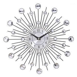 Wall Clocks 33cm Vintage Metal Crystal Sunburst Clock Diamond Large Modern Design Home Decoration Tools Drop 1
