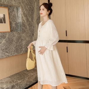 2020 Autumn Maternity Dresses Long Sleeve Korean Fashion Elegant Slim High Waist Clothes For Pregnant Women Pregnancy Clothing LJ201123