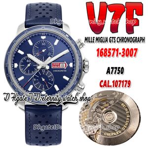 2022 V7F V2 168571-3007 ETA A7750 Automatyczny Chronograph Mens Watch Niebieski Dial Pasek Gumowy Pasek Ze Stali Nierdzewnej Najnowsza wersja aktualizacji Eternity Stopwatch Zegarki