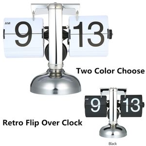 Wholesale small gears for sale - Group buy Table Clock Small Scale Retro Flip Over Desk Clocks Stainless Steel Flip Internal Gear Operated Quartz Clock Game Sports Timer LJ201211