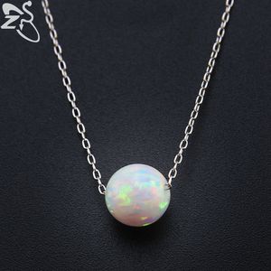 Vit eld opal halsband för kvinnor 925 sterling silver kedja natursten hängsmycke halsband dam mode smycken elegant gåva Q0531