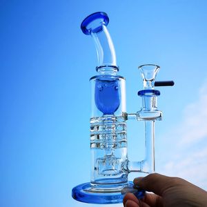 Ratchet Perc Inverted Showerhead Hookahs Bent Typ Style Tjock Glas Torus Bongs Vattenrör med glasskål olja DAB Rigs Hookah 14.5mm Kvinna Joint YQ02