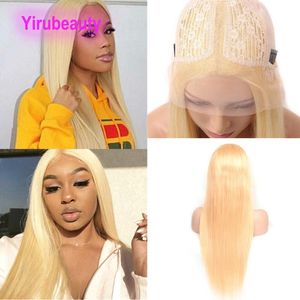 Malaysian Virgin Human Hair T-Style 13*6 Spetsstorlek Wig Silky Straight Blond Color 613# 10-30-tums hår Capless Wigs T-skuggade