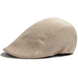 Herrkvinnor Bomullsblandning Cap Duckbill Cap Ivy Golf Driving Sun Flat Cabbie Newsboy Hat Unisex Berets1240m