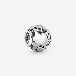 100 % 925er-Sterlingsilber, durchbrochene Welt-Charms, passend für originale europäische Charm-Armbänder, modische Damen-Hochzeits-Verlobungs-Schmuck-Accessoires