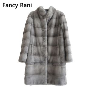 本物の自然なミンクの毛皮のコート女性冬のロングジャケットの取り外し可能な袖の調節可能な服の長さをカスタマイズ211220