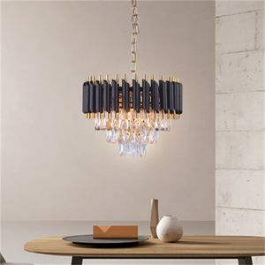 New led crystal chandelier home living room light modern creative Nordic black round light luxury pendant lights dining room pendant lamps