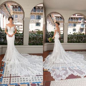 Kitty Chen 2021 Abiti da sposa Applicazioni in pizzo Perline Sirena Abiti da sposa Maniche corte Bottone sul retro Abito da sposa Abiti da sposa