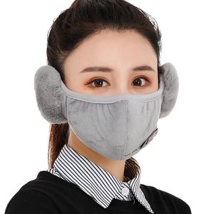 2 in 1 Unisex Mouth Muffle Cotton Earmuffs Masks Winter Fashion Men Women Outdoor Warm Windproof Half Mask Cycling Masks GGA3784-5